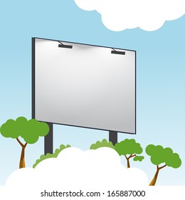 Billboard on a Cloud - Vector Illustration