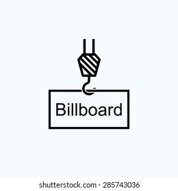 billboard on a crane hook