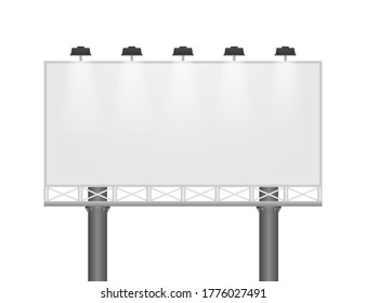 Billboard on light background. Empty white vector horizontal poster template. Template for marketing design. Vector stock illustration.
