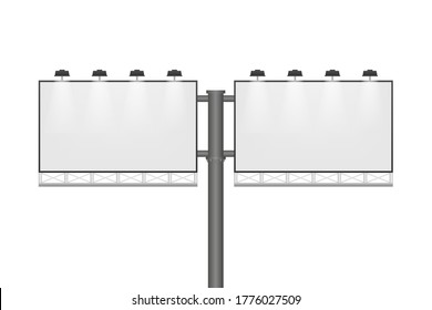 Billboard on light background. Empty white vector horizontal poster template. Template for marketing design. Vector stock illustration.