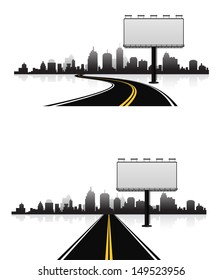 billboard on road to city