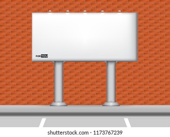 Billboard on the sidewalk, Template for advertising with wall background