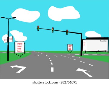 billboard on the street color vector silhouette