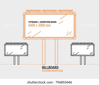Billboard outdoor advertising construction vector linear illustration