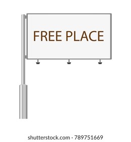Billboard, outdoor advertising structure, city landscape element, flat style vector illustration isolated on white background. Flat style billboard, billing board template, mockup, front view