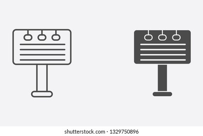 Billboard outline and filled vector icon sign symbol