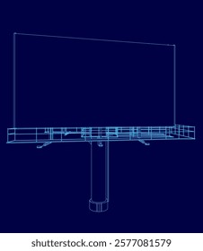 Billboard is shown in a blue color. The billboard is a large structure with a pole in the middle. The pole is surrounded by a fence