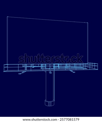 Billboard is shown in a blue color. The billboard is a large structure with a pole in the middle. The pole is surrounded by a fence