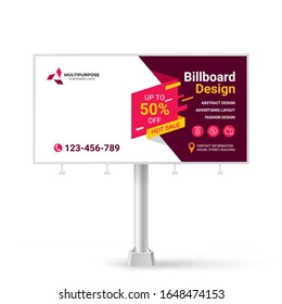 Billboard sign, banner design, ideas for outdoor advertising, inspirational graphic design for selling goods and services, vector red background
