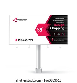 Billboard sign, banner design ideas for outdoor advertising, inspirational graphic design for placing photos and text, vector red background	