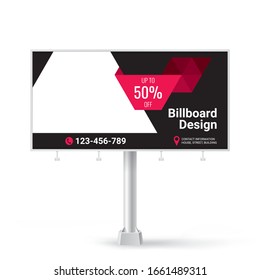 Billboard sign, banner design ideas for outdoor advertising, inspirational graphic design for placing photos and text, vector red background	
