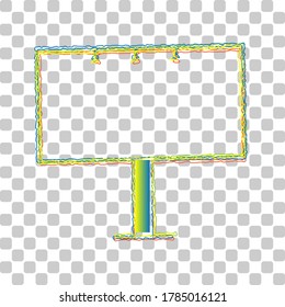 Billboard sign. Blue to green gradient Icon with Four Roughen Contours on stylish transparent Background. Illustration.