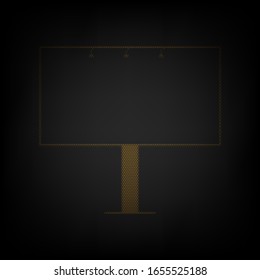 Billboard sign. Icon as grid of small orange light bulb in darkness. Illustration.