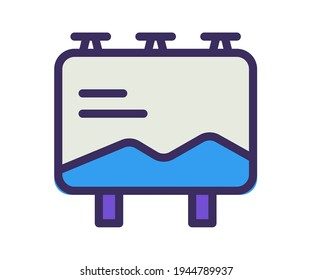 billboard signboard advertisement single isolated icon with filled line and outline flat style