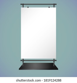 Cartel, señalización. Cartel en blanco con fondo vacío. Tragedia por tu diseño publicitario, presentación de productos, banner electoral, anuncio, mensaje o lema comercial. Tarjeta de supermercado.