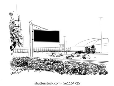 Billboard sketch vector on Sheikh Zayed Road in Dubai UAE
