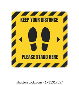  Billboard standing alert To allow social space 2 meters apart on a white background.