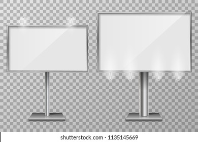 Billboard template design for outdoor advertising and design. 3d Retail lighting billboards. Business concept of lightbox screen. vector illustration