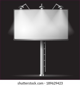Billboard template night vector illustrayion background with spotlight