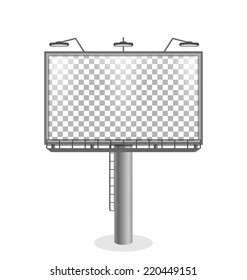 Billboard with transparent light isolated on white background