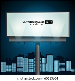 Billboard with urban horizon vector background