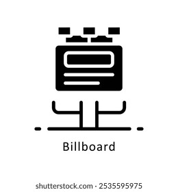 Billboard Vector Gylph Design icon. Work In Progress Symbol on White background EPS 10 File