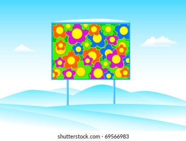Billboard in winter landscape
