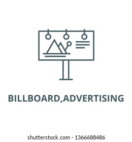 Billboard,advertising line icon, vector. Billboard,advertising outline sign, concept symbol, flat illustration