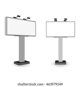 Billboards 3d set. Blank panel  boxes. Vector illustration on a white background.