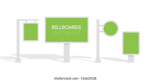 Billboards, advertise billboards, city light billboard. Flat 3d vector illustration for infographic.