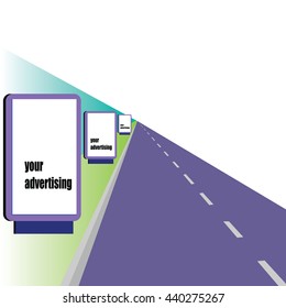 Billboards along the highway . Bulletin Board .Advertising for banners and websites. Vector illustration.