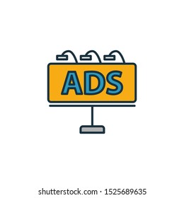 Billboards icon. Outline filled creative elemet from advertising icons collection. Premium billboards icon for ui, ux, apps, software and infographics.