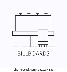 billboards thin line icon. Vector outline illustration