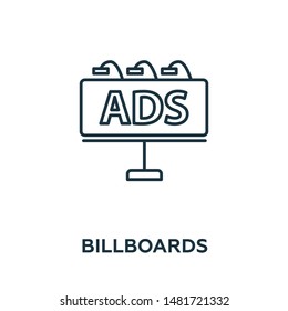 Billboards vector icon illustration. Creative sign from advertising icons collection. Filled flat Billboards icon for computer and mobile. Symbol, logo vector graphics.