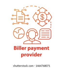 Biller payment provider concept icon. Billing idea thin line illustration. Invoice providing. E-payment for services. Financial customer service. Vector isolated outline drawing. Editable stroke