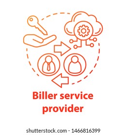 Biller service provider concept icon. Billing idea thin line illustration. Invoice providing. E-payment for services. Services provision. Vector isolated outline drawing. Editable stroke