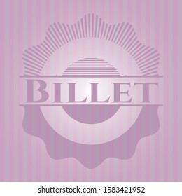 Billet badge with pink background. Vector Illustration. Detailed.