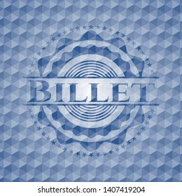 Billet blue badge with geometric pattern. Vector Illustration. Detailed.