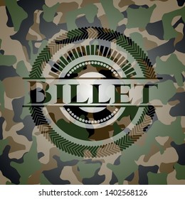 Billet camouflaged emblem. Vector Illustration. Detailed.