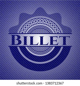 Billet emblem with denim texture. Vector Illustration. Detailed.