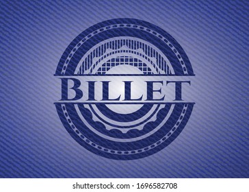 Billet emblem with jean texture. Vector Illustration. Detailed.