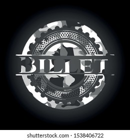 Billet grey camouflage emblem. Vector Illustration.