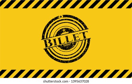 Billet grunge warning sign emblem. Vector Illustration. Detailed.