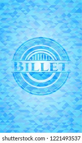 Billet light blue emblem with mosaic background