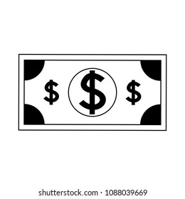 Billet money symbol on black and white colors