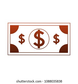 Billet money symbol in orange lines