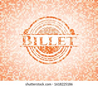 Billet orange mosaic emblem. Vector Illustration. Detailed.