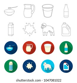 Billet pack, sheep.blue, canister.Moloko set collection icons in outline,flet style vector symbol stock illustration web.