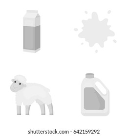 Billet pack, sheep.blue, canister.Moloko set collection icons in monochrome style vector symbol stock illustration web.