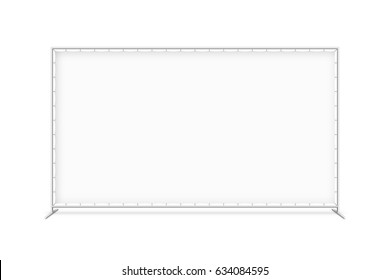 Billet press wall with blank banner, mobile trade show booth vector illustration